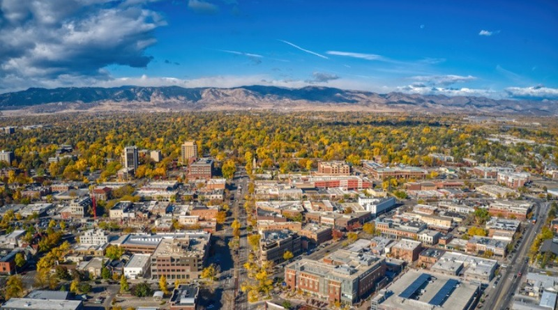 Aerial view of Fort Collins in Fall